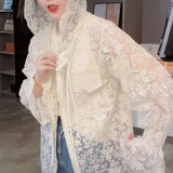 Nukty New Women Summer Tops Cardigan Female Fashion Blouses Lace Blouse Shirt Ladies Long Sleeve Shirts Sun Protection Clothes