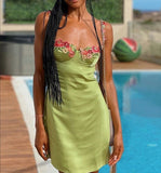Nukty Sexy Floral Embroidery Slip Dress Women Bodycon Female Mini Dresses Spring Sexy Slim Chic Beach Style Lady Vestidos