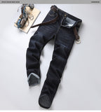 Nukty Stretch Jeans Mens Winter Quality Famous Brand Fleece Pants Men Straight Flocking Trousers Jean Male