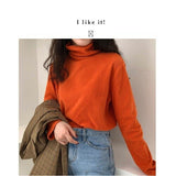 Y2K Sanding Stretch Women Sweaters Turtleneck Pullovers soft Primer Shirt Long Sleeve Korean Sweater Autumn Winter Solid