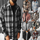 Nukty Men Plaid Shirt Spring Fashion Large Size Pockets Long Sleeve Top Turn-down Collar Single-breasted Shirts