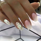 24Pcs Almond False Nails with Glue Green Stripe Design Fake Nails Long Wearable Press on Nails Acrylic Full Cover Nail Tips