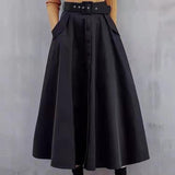 Nukty Women's Autumn and Winter High Waist Retro Skirt Long Skirts Woman Fashion Y2k Vintage Clothing Preppy Style Gothic Clothes