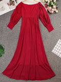 Nukty Summer New Ladies Dress Temperament Fashion Sexy Chiffon Long Skirt Solid Color Simple Dress Party Fairy Skirt