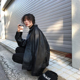 Nukty Black Winter Leather Jacket Women Korean Loose Thin Moto Jacket Female Autumn Fashion Streetwear Lady Outerwear Biker Coats