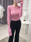 Nukty Sexy Shirt Women T-Shirt Long Sleeve Korean Style Slim Basic Elasticity Tshirt Top Womens Clothing T Shirt Femme