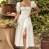 Sexy Dress For Women Flower Print High Split Elegant Off Shoulder Long Dresses Backless Bodycon Summer Dress Vestidos  New