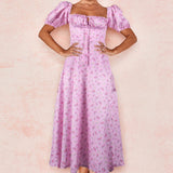 Sexy Dress For Women Flower Print High Split Elegant Off Shoulder Long Dresses Backless Bodycon Summer Dress Vestidos  New