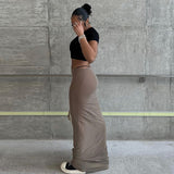 See Through Skirt Women Y2k Retro Straight Skirt Maxi E-girl 2000s Harajuku Aesthetic High Waist Skinny Streetwear Bodycon Skirt