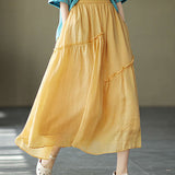 Nukty Double Layer Cotton Linen Skirt Spring Womens Fashion Women Korean Clothing Elegant Long Skirts Summer Woman Harajuku Y2k