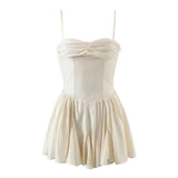 Nukty New Women Vintage Beige Sling Super-Short Sexy Dress Fashion Ladies Holiday Summer Beach Dress Vestido