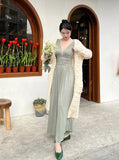Nukty France Vintage Elegant Party Long Dress Ladies Pink Summer Sexy Beach Boho Dress Women Backless Casual Retro Korean Style Dress
