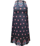 Print Maxi Skirt Women High Waist Boho A-Line Skirt Vintage Casual Beach Faldas Female Elastic Waist Holiday Long Bohemian Skirt