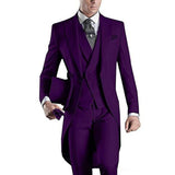 Nukty Custom Made White/black/grey/burgundy Tailcoat Men Party Prom Groomsmen Suits For Wedding Tuxedos Jacket+pants+vest