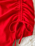 Nukty Summer Women Dress Sexy Lace-up Halter Sleeveless Sequins Party Dress High Waist Drawstring Ruched Irregular Backless Club Dress