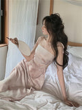Nukty Women Summer Sexy Spaghetti Strap Midi Dress Sleeveless Slim One Piece Vestidos Lady Fashion Prom Clothes
