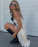 Nukty Y2K Retro Spaghetti Strap Dress Elegant Lady Fairycore Vintage Star Print Long Dresses Chic Women 2000s Kawaii Streetwear
