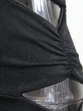 Nukty Sexy Black Slip Short Dress Ladies Summer For Woman Bodycon Dresses Evening Party Tight Mini Dress Silver Wire