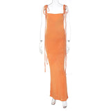 Nukty White Backless Maxi Dresses For Women Spaghetti Strap Long Beach Dress Women Summer Elegant Evening Party Dress