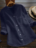 Summer New Women's Tops Cotton and Linen Women's V-neck Long-sleeved Loose-fitting Thin Shirts Tops Are Simple and Comfortable