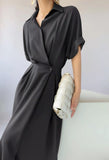 New Spring and Summer French Dress Women's Long-sleeved Retro Temperament Slim Long Skirt Elegant High-end Skirt Party Dress