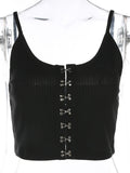 Black Basic Tank Tops Tees Sleeveless Backless Spaghtti Strap Crop Tube Top Casual Fashion Fitness Buttons Tee Vest Tanks Camis