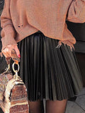 Simplee Fashion black women pleated skirt A-line high street sexy mini skirt Autumn winter high waist short skirts female