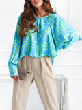 fashion Women Spring Elegant Lace-up Design Tops Female Casual Long Sleeve Blouse New Fashion Zebra Printing Blouses Shirt