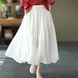 Nukty Double Layer Cotton Linen Skirt Spring Womens Fashion Women Korean Clothing Elegant Long Skirts Summer Woman Harajuku Y2k