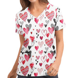 Nukty Cute Cartoon Animals Print Christmas Nursing Scrubs Women Tops Short Sleeve pet salon Work Uniform Blouse Costume Shirts Female