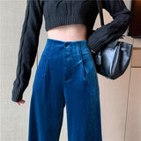 Nukty Winter Velvet Elegant Pants Women Solid Casual Korean Style Wide-legged Pants Loose Casual Designer High-waist Trousers New