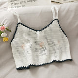 OUMEA Women Cotton Camis Crop Tops Summer Crochet Floral Embroidery V Neck Cute Tops French Style Going Out Hot Sexy Beach Tops