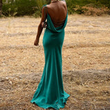 Sexy Backless Elegant Satin Maxi Dresses Women Summer Fashion White Wedding Long Dress Formal Party Clubwear French Vestido