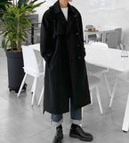 Nukty men's clothing Korean trend windbreaker mid long loose clothes handsome male's Autumn casual trench coat with belt new