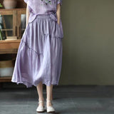 Nukty Double Layer Cotton Linen Skirt Spring Womens Fashion Women Korean Clothing Elegant Long Skirts Summer Woman Harajuku Y2k