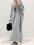 Nukty Summer New Dresses for Woman Fashion Striped Cardigan Loose Large Casual Temperament Commuter Irregular Women's Long Dress Tops