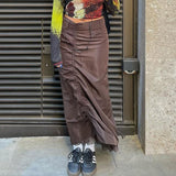 Vintage Harajuku Grunge Cargo Skirts Y2K Aesthetic 2000s Chic Maxi Skirts Fashion Fairycore Straight Cloth E-girl Streetwear