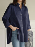 Summer New Women's Shirts Fashion Autumn Tops Asymmetric Casual Long Sleeve Cardigan Button Up Shirt  Oversized Office