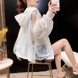 Nukty Basic Jackets Women Lace Hollow Out Elegant Sun-proof Summer Vacation Simple All-match Mujer Loose Leisure Thin Korean Fashion