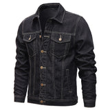 Nukty New Solid Casual Cotton Denim Jacket Men Plus Size M-5XL Lapel Single Breasted Jeans Jacket High Quality Denim Jackets Man