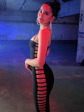 Nukty Elegant Side Hollow Out Backless Sexy Midi Dress For Women Gown Summer New Spaghetti Strap Sleeveless Club Party Dress