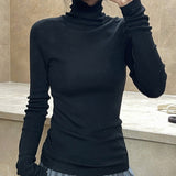 Nukty Autumn And Winter Women's Casual Solid Color Turtleneck Long-sleeved Slim Sweater