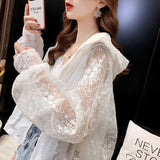 Nukty Basic Jackets Women Lace Hollow Out Elegant Sun-proof Summer Vacation Simple All-match Mujer Loose Leisure Thin Korean Fashion