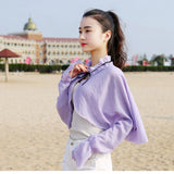 Nukty Summer Casual Solid Shawl Long Batwing Sleeve Capes Ponchos Outdoor Cycling Cloak Anti UV Loose Light Sun Protection Cross Coats