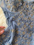 Nukty Sexy See Through Mesh Patchwork Flowers Embroidery Bodysuit Women Adjustable Spaghetti Strap Padded Lace Up Bandage Body Suits