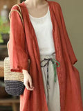 Summer New Women's Casual Sunscreen Linen Top Loose T-shirt Long-sleeved Cotton and Linen Coat Comfortable Simple Oversized