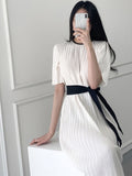 Summer New Dress French First Love Sweet Dress Women's Temperament Fashion Fairy Tie Simple Long Skirt Commuting