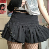 Nukty E-girl Retro Goth Mall Black Mini Skirt Preppy Kawaii Dark Academia Pleated Skirt Punk Grunge Gothic Y2K Aesthetics Clothes