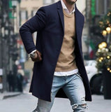 Nukty Autumn Winter Mens Jacket Male Overcoat Casual Solid Slim Coats Long Cotton Coat Streetwear