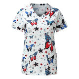 Nukty Cute Cartoon Animals Print Christmas Nursing Scrubs Women Tops Short Sleeve pet salon Work Uniform Blouse Costume Shirts Female